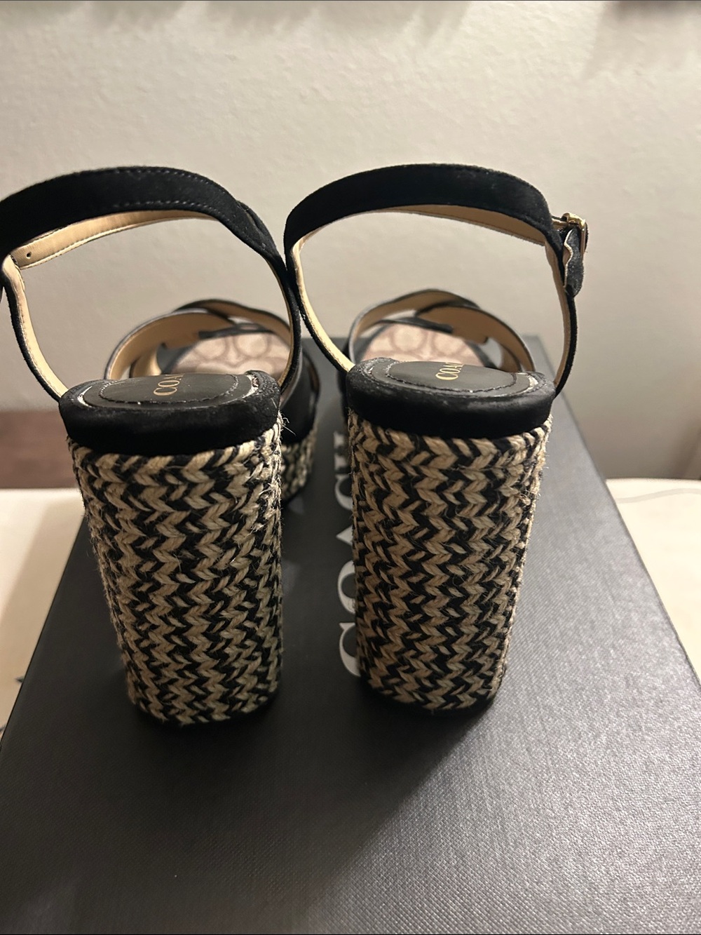 Coach Black Suede Braided Espadrille Platform Sandal - Picture 5 of 5